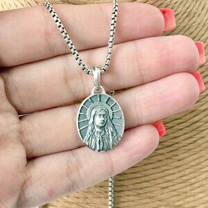 David Yurman .925 Sterling Silver Men's Mary Pendant Amulet 20mm With Box Chain